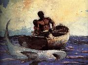 Winslow Homer Shark Sweden oil painting artist